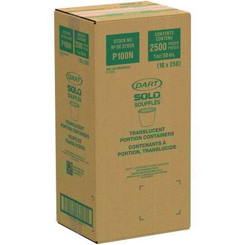 Dart Polystyrene Portion Cups, 1 oz, Translucent, 2,500/Carton (P100N)