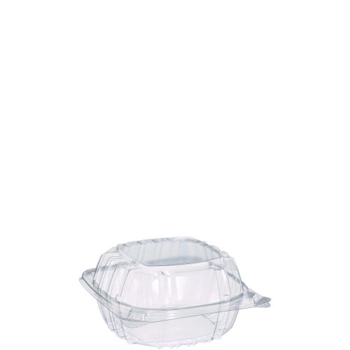 Dart ClearSeal Hinged-Lid Plastic Containers, 5.8 x 6 x 3, Clear, Plastic, 125/Pack, 4 Packs/Carton (C57PST1)