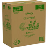 Dart ClearSeal Hinged-Lid Plastic Containers, 5.8 x 6 x 3, Clear, Plastic, 125/Pack, 4 Packs/Carton (C57PST1)