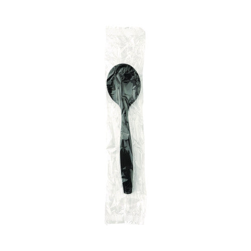 Dixie Individually Wrapped Heavyweight Soup Spoons, Polystyrene, Black, 1,000/Carton (SH53C7)