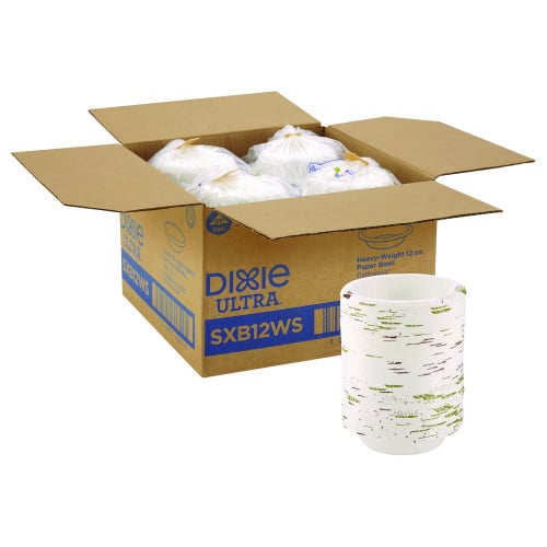 Dixie Pathways with Soak Proof Shield Heavyweight Paper Bowls, WiseSize, 12 oz, Green/Burgundy, 500/Carton (SXB12WS)