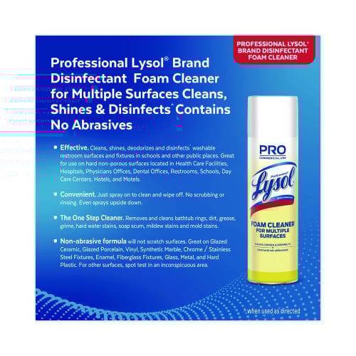 Lysol Disinfectant Foam Cleaner, 24 oz Aerosol Spray, 12/Carton (02775CT)