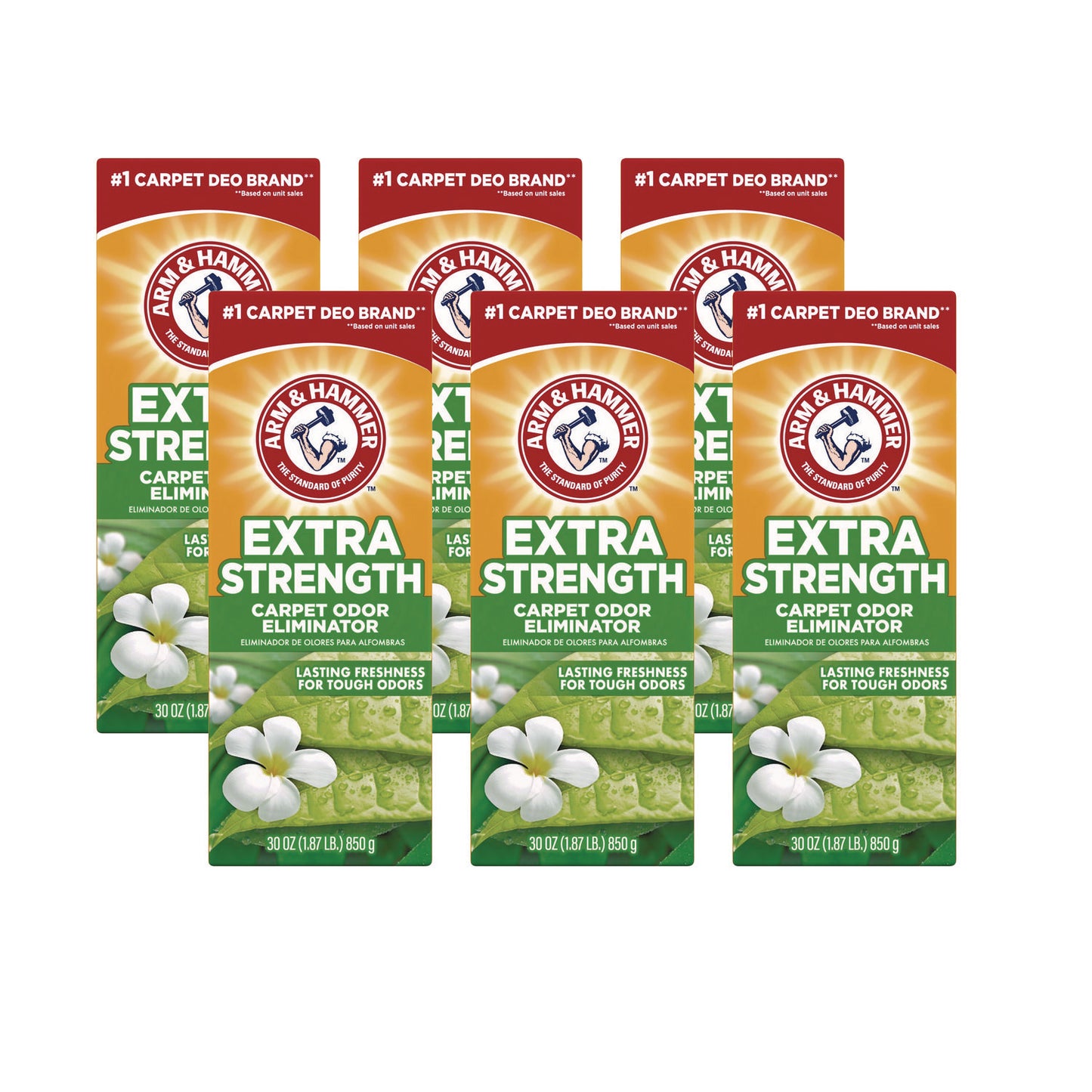 Arm & Hammer Deodorizing Carpet Cleaning Powder, Fresh, 30 oz Box, 6/Carton