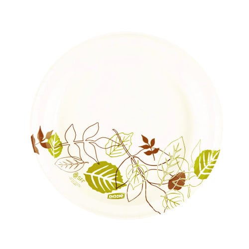 Dixie Pathways Soak-Proof Shield Mediumweight Paper Plates, WiseSize, 8.5" dia, Green/Burgundy, 125/Pack (UX9WSPK)