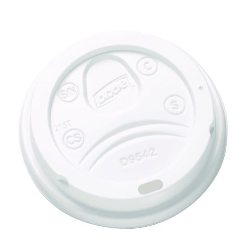 Dixie Dome Drink-Thru Lids, Fits 10 oz to 16 oz Paper Hot Cups, White, 1,000/Carton (D9542)