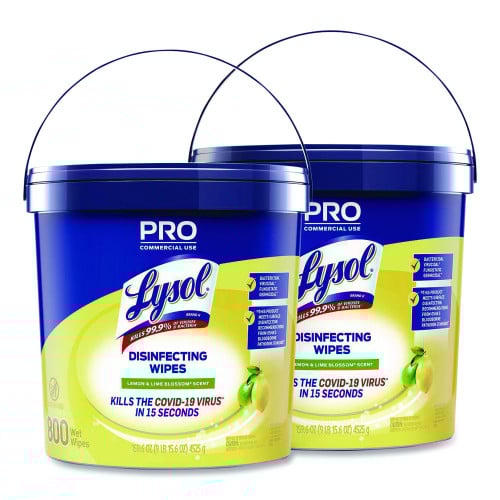 Lysol® Pro Disinfecting Wipes, 800 Wipe Bucket, 2 Buckets (99856CT)
