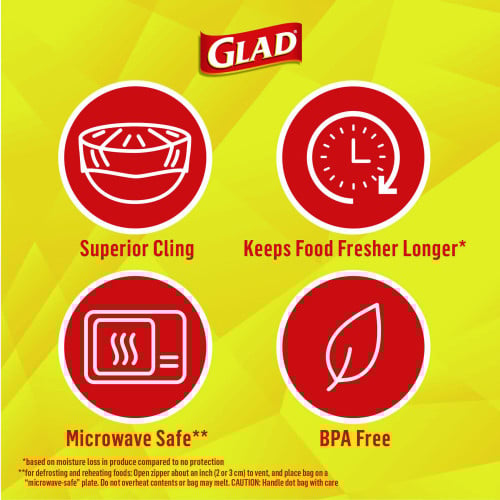 Glad Cling'N Seal Plastic Food Wrap, 200 Square Foot Roll, Clear, 12 Rolls/Carton (00020CT)