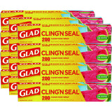 Glad Cling'N Seal Plastic Food Wrap, 200 Square Foot Roll, Clear, 12 Rolls/Carton (00020CT)