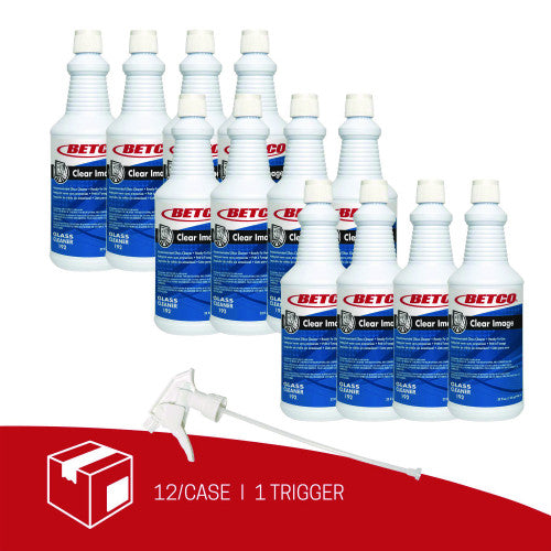 Betco Clear Image Glass and Surface Cleaner, Rain Fresh Scent, 32 oz Bottle, 12/Carton (1921200)