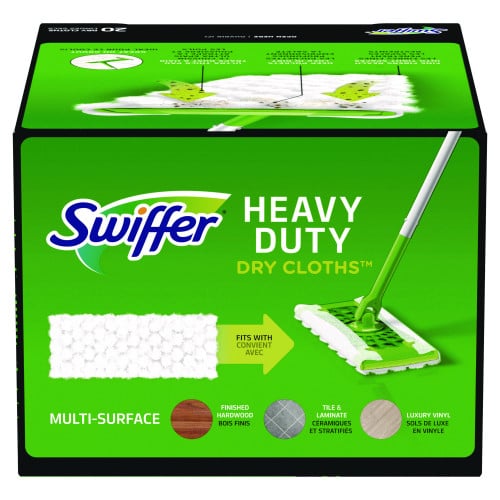 Swiffer Heavy-Duty Dry Refill Cloths, 10.3 x 7.8, White, 20/Pack, 4 Packs/Carton (77197)