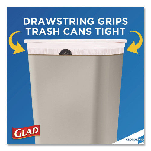 Glad Tall Kitchen Drawstring Trash Bags, 13 gal, 24" x 27.38", Gray, 100 Bags/Box, 4 Boxes/Carton (78526CT)