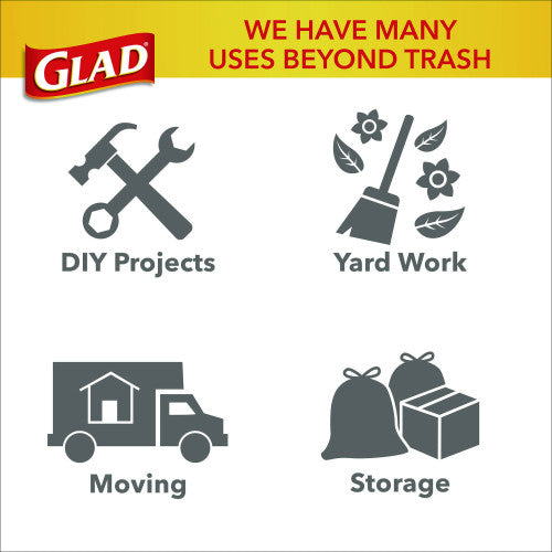 Glad ForceFlexPlus Drawstring Large Trash Bags, 30 gal, 1.05 mil, 30" x 32", Black, 70/Box (70358)