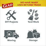 Glad ForceFlexPlus Drawstring Large Trash Bags, 30 gal, 1.05 mil, 30" x 32", Black, 70/Box (70358)