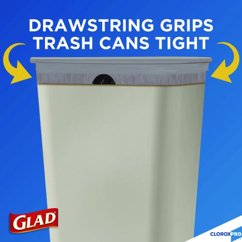 Glad CloroxPro ForceFlex Tall Kitchen Drawstring Trash Bags, 13 gal, 23.75" x 24.88", Gray, 100/Box (70427)