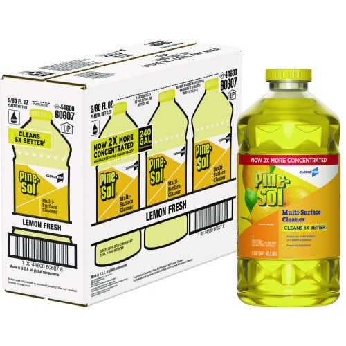 Pine-Sol CloroxPro Multi-Surface Cleaner Concentrated, Lemon Fresh Scent, 80 oz Bottle, 3/Carton (60607CT)