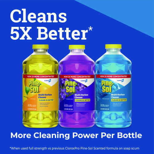 Pine-Sol CloroxPro Multi-Surface Cleaner Concentrated, Lavender Clean Scent, 80 oz Bottle, 3/Carton (60608CT)