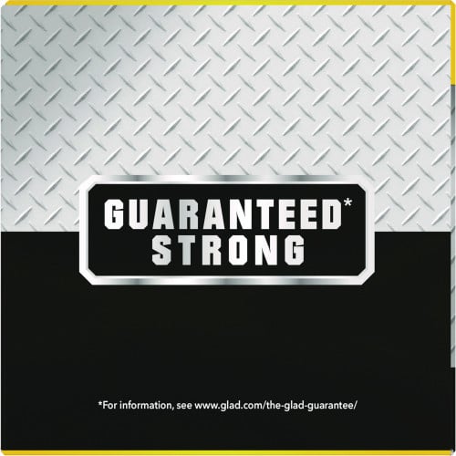 Glad Guaranteed Strong Large Drawstring Trash Bags, Three-Ply, 30 gal, 1.05 mil, 30" x 33", Black, 15/Box (78966BX)