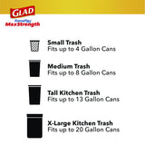 Glad ForceFlex MaxStrength Tall Kitchen Drawstring Trash Bags, 13 gal, Fresh Clean Scent, 24" x 28", White, 34/Box, 6 Boxes/CT (70320)