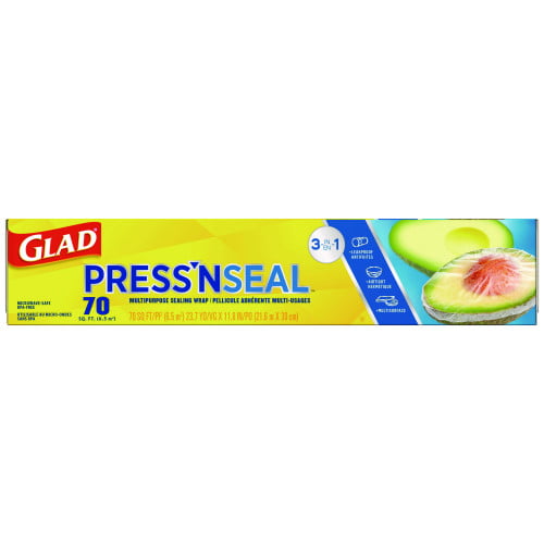 Glad Press'n Seal Food Plastic Wrap, 70 Square Foot Roll, 12 Rolls/Carton (70441)