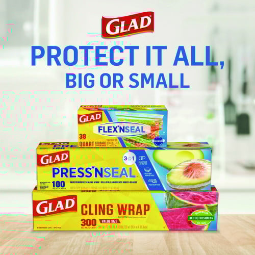 Glad Press'n Seal Food Plastic Wrap, 70 Square Foot Roll, 12 Rolls/Carton (70441)