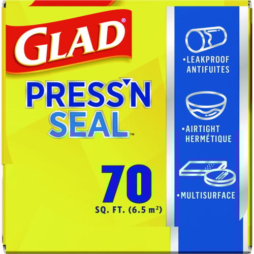 Glad Press'n Seal Food Plastic Wrap, 70 Square Foot Roll, 12 Rolls/Carton (70441)