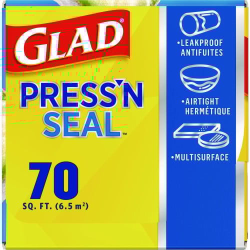 Glad Press'n Seal Food Plastic Wrap, 70 Square Foot Roll, 12 Rolls/Carton (70441)