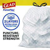 Glad ForceFlex Kitchen Drawstring Trash Bags, 13 gal, Fresh Clean Scent, 24" x 27.38", White, 80/Box (78899BX)