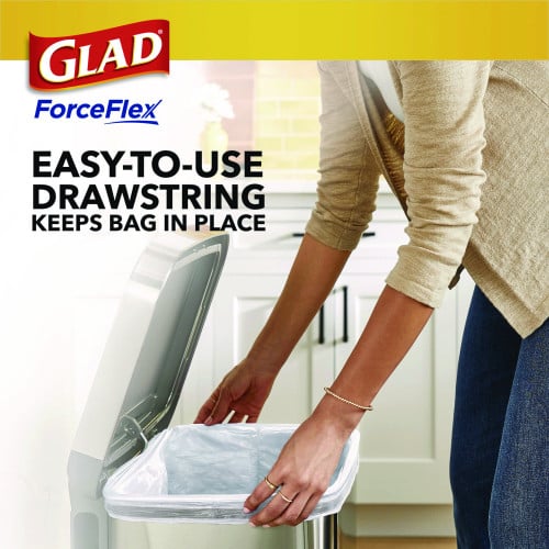 Glad ForceFlex Kitchen Drawstring Trash Bags, 13 gal, Lavender Breeze Scent, 24" x 27.38", White, 80 Bags/BX, 3 BX/CT (78902)