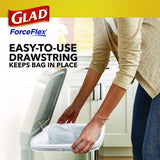 Glad ForceFlex Kitchen Drawstring Trash Bags, 13 gal, Lavender Breeze Scent, 24" x 27.38", White, 80 Bags/BX, 3 BX/CT (78902)