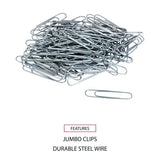 Universal Paper Clips, Jumbo, Smooth, Silver, 100 Clips/Box, 10 Boxes/Pack (UNV72220)