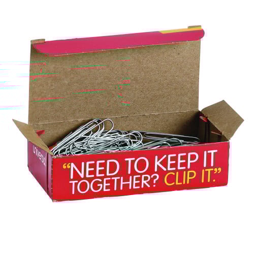 Universal Paper Clips, Jumbo, Smooth, Silver, 100 Clips/Box, 10 Boxes/Pack (UNV72220)