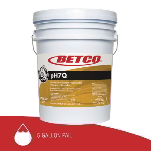 Betco pH7Q Neutral Disinfectant, Pleasant Lemon Scent, 5 gal Pail (3160500)