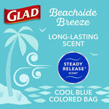 Glad Small Kitchen Drawstring Trash Bags, 4 gal, Beachside Breeze Scent, 0.5 mil, 18" x 17", Blue, 80/Box (79155)