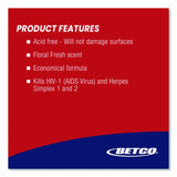 Betco Rest Stop Non-Acid Bowl and Restroom Cleaner, Floral Fresh Scent, 32 oz Bottle, 12/Carton (0701200)