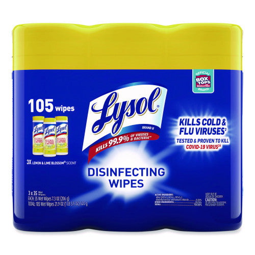 Lysol® Disinfecting Wipes, Lemon Lime, 35 Wipes, 12 Canisters (82159CT)