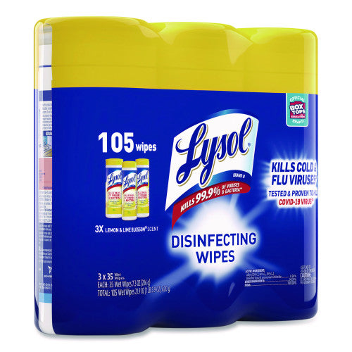 Lysol® Disinfecting Wipes, Lemon Lime, 35 Wipes, 12 Canisters (82159CT)