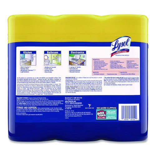 Lysol® Disinfecting Wipes, Lemon Lime, 35 Wipes, 12 Canisters (82159CT)