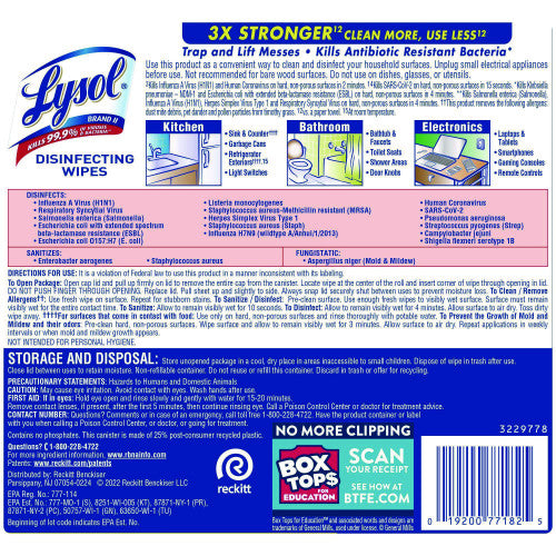 Lysol® Disinfecting Wipes, Lemon & Lime Blossom, 80 Wipes (77182EA)