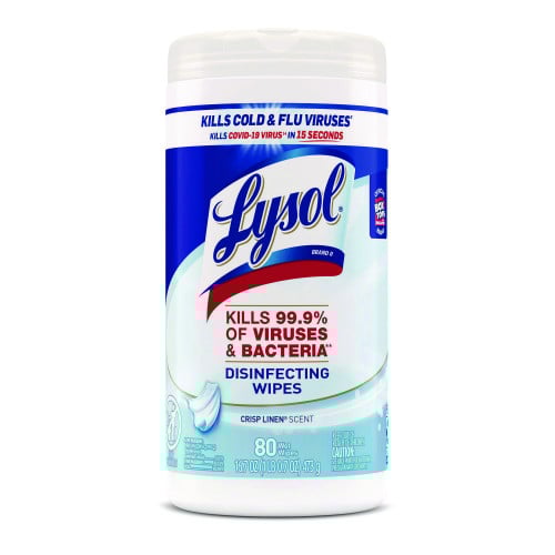 Lysol® Disinfecting Wipes, Crisp Linen Scent, 80 Wipes, 6 Canisters (89346CT)