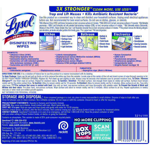 Lysol® Disinfecting Wipes, Crisp Linen Scent, 80 Wipes, 6 Canisters (89346CT)