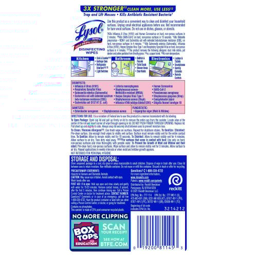 Lysol® Disinfecting Wipes, Lemon & Lime, 12 Canisters (81145CT)