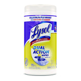 Lysol® Dual Action Disinfecting Wipes, 1-Ply, 75 Wipes per Canister, 6 Canisters (81700CT)