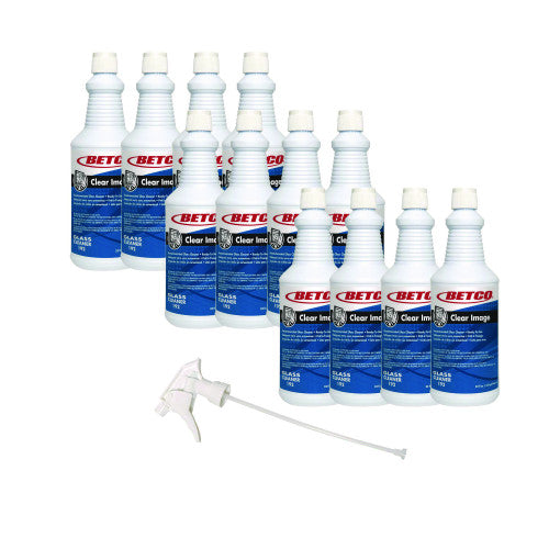 Betco Clear Image Glass and Surface Cleaner, Rain Fresh Scent, 32 oz Bottle, 12/Carton (1921200)