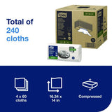 Tork Industrial Heavy-Duty Cleaning Cloth, 1-Ply, 13.97 x, 4.25, Unscented, White, 60 Cloths, 4/Carton (570481)