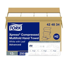 Tork® Xpress Compressed Multifold Hand Towels, 1-Ply, White, 3000 Towels (424834)