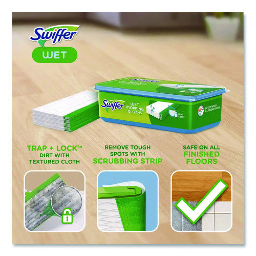Swiffer Wet Refill Cloths, 8 x 10, Fresh Scent, White, 24/Pack, 6 Packs/Carton (35155)