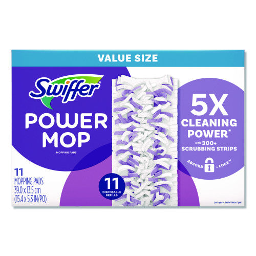 Swiffer PowerMop Mopping Pads, 15.4 x 5.3, White/Purple. 11/Pack (12868PK)
