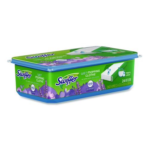 Swiffer Sweeper TRAP + LOCK Wet Mop Cloth, 8 x 10, White, Lavender Scent, 24/Pack (15846)