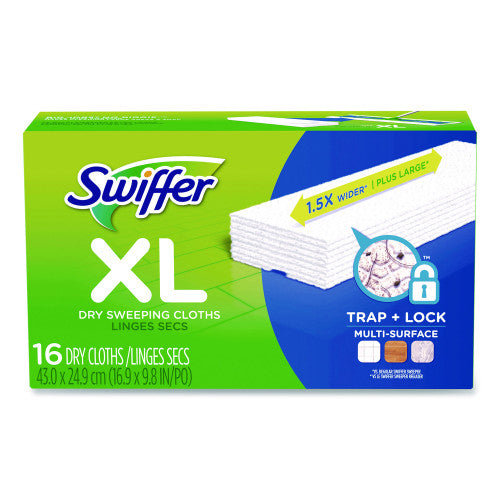 Swiffer Sweeper XL Dry Refill Cloths, 16.9 x 9.8, White, 16/Box (33903)