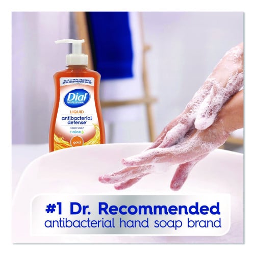 Dial Antibacterial Defense Gold Hand Soap + Aloe, Original, 11 oz Pump Bottle, 12/Carton (35470)